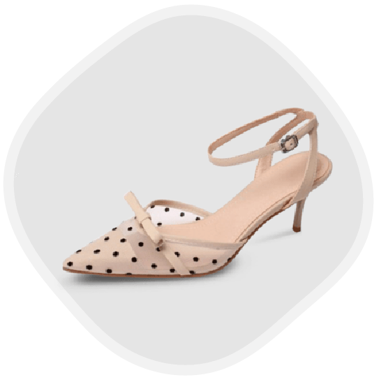 7-in-1: One piece Worn in Seven Ways (Cara Lace Dot Mid Heel Sandals) - Kaitlyn Pan Shoes