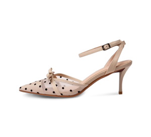 Cara Lace Dot Mid Heel Sandals - Kaitlyn Pan Shoes