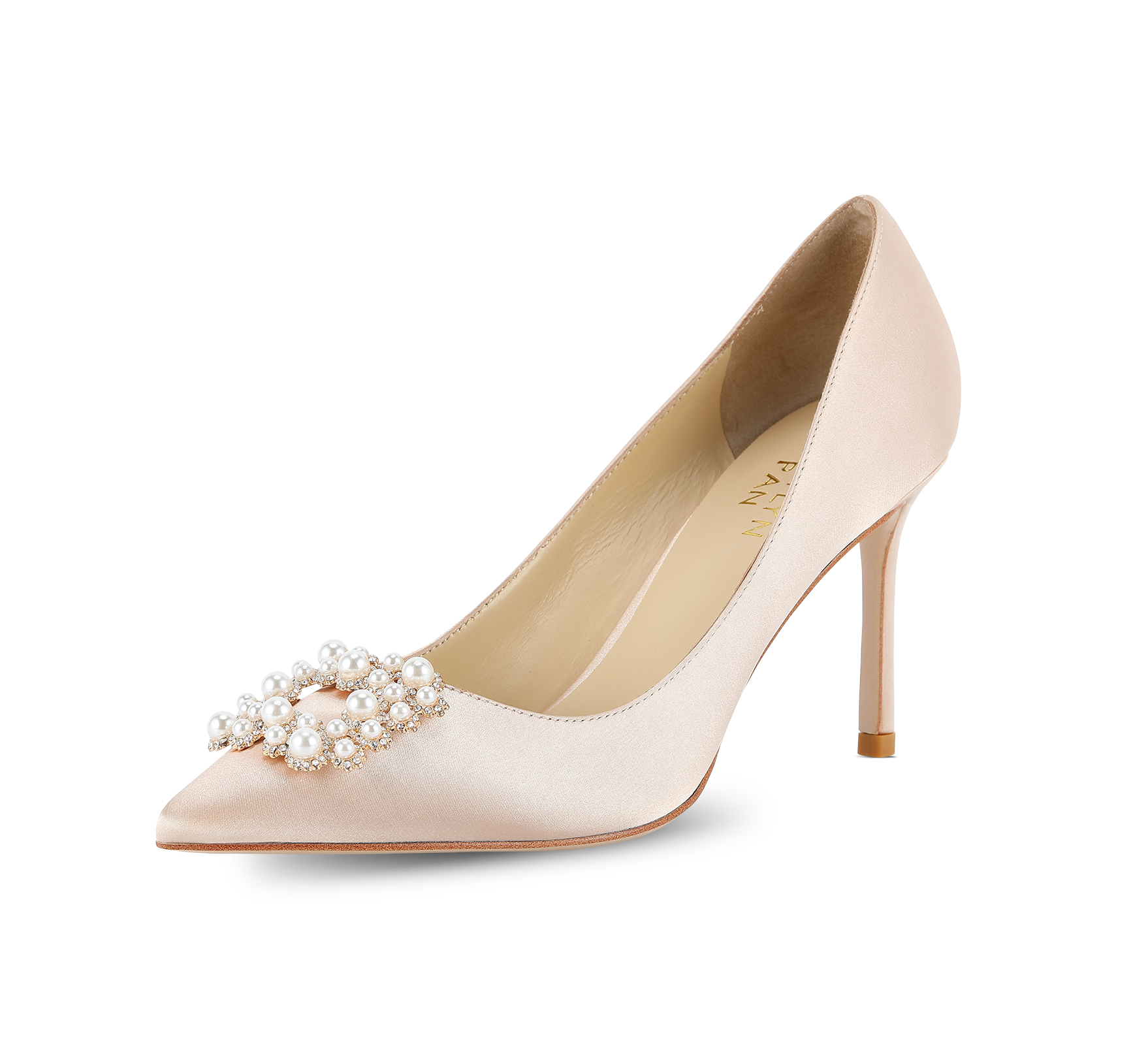 Crystal Pearl Buckled Satin Pumps Kaitlyn Pan Shoes