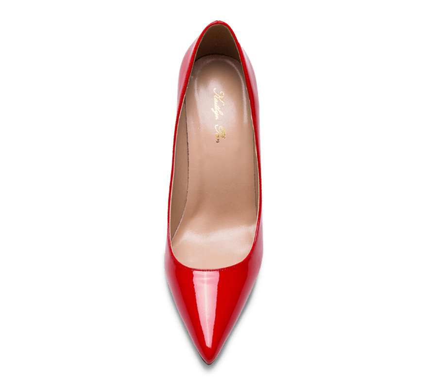 Patent leather offers pointed toe heel pumps with a red sole