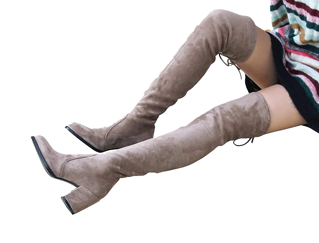 Kaitlyn Pan Paige Slim Fit Over The Knee Block Heel Boots
