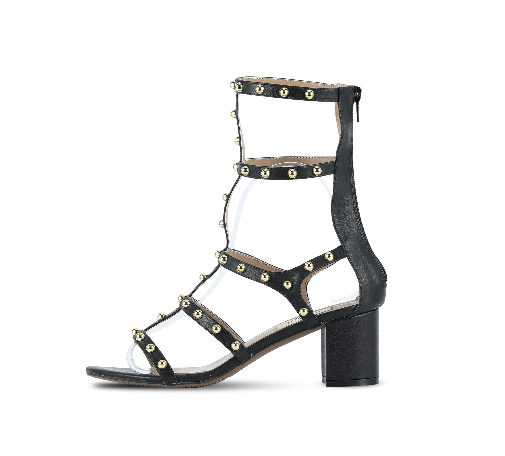 Studded block shop heel gladiator sandals