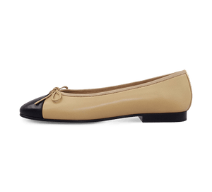 Lambskin Two Tone Bow Ballet Flats