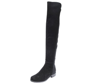 Flat Heel Genuine Leather Over The Knee Boots - Kaitlyn Pan Shoes