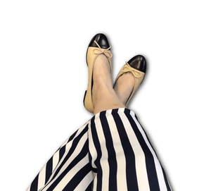 Lambskin Two Tone Bow Ballet Flats
