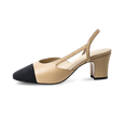 Two Tone Block Heel Slingback Sandals - Kaitlyn Pan Shoes