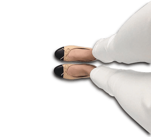 Lambskin Two Tone Bow Ballet Flats