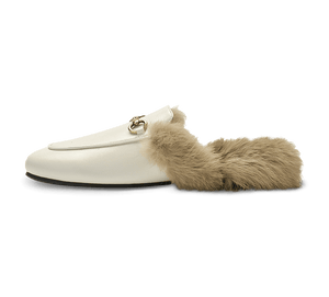 Addy Buckled Flat Mules with Furs - Kaitlyn Pan Shoes
