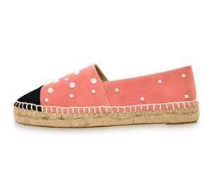 Valerie Suede Espadrille Slip-On with Pearls - Kaitlyn Pan Shoes