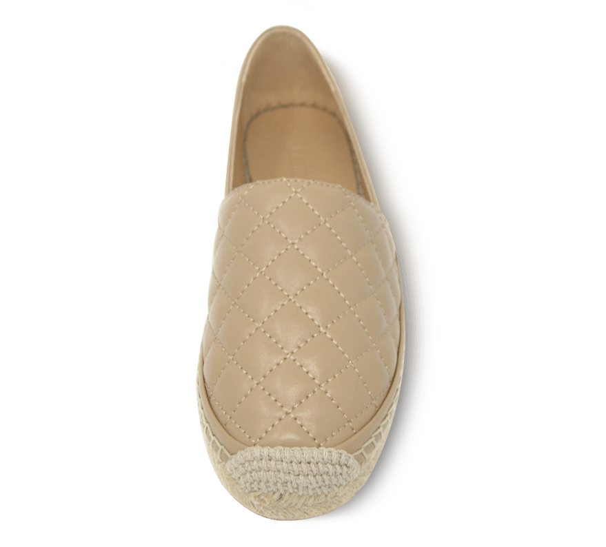 Quilted Leather Espadrille Slip On Flats